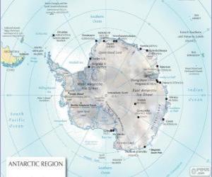 пазл Карта Антарктики. Южный полюс находится на антарктического континента
